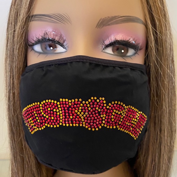 Tuskegee University Face Mask Rhinestone Bling - Picture 6 of 6